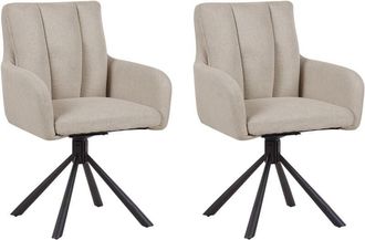 Beliani Set of 2 Dining Chairs Swivel SARDOAL Taupe