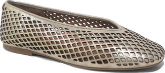 Gentle Souls Willow Perf Ballet Flat in Gravel Leather at Nordstrom, Size 8.5