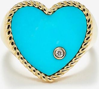 Yvonne Léon Gelbgoldsiegelring mit Diamant und Stein Coeur