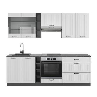 Vicco Mueble De Cocina Fame-line, Casa De Campo Blanca/antracita, 235 Cm Sin Encimera, Vicco