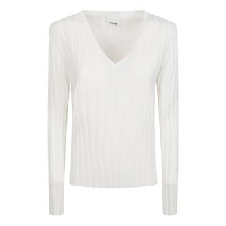 Allude Allude, V-neck Knitwear, female, White, Size: L Allude White