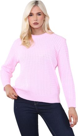 Generic Ladies Cable Knit Jumpers Long Sleeve Round Neck Regular Long Sleeve Tops Baby Pink