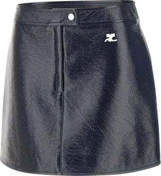 Courr&egrave;ges Rokken, Dames, Blauw, L, Leather Skirts