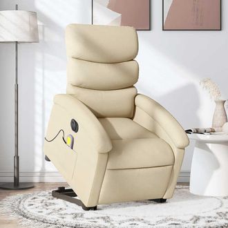 vidaXL Vidaxl - Sill&oacute;n De Masaje El&eacute;ctrico Reclinable Elevable Tela Crema