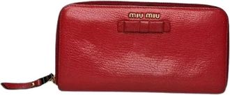Miu Miu Pre-owned Leren Portemonnee - Dames - Vintage Accessoires - Rood - ONE Size - Leer - Vintage