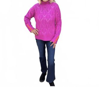 Lisa Todd Mock Neck Cashmere Sweater In Hot Orchid