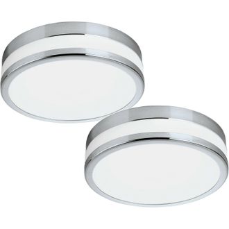 Loops 2 PACK Wall Flush Ceiling Light IP44 Chrome White Painted Glass Shade LED 24W