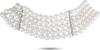 Assael 18K White Gold Pearl Choker Necklace AS11-050426