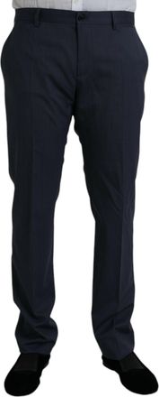 Dolce & Gabbana Blue Wool Slim Fit Dress Formal Mens Pants