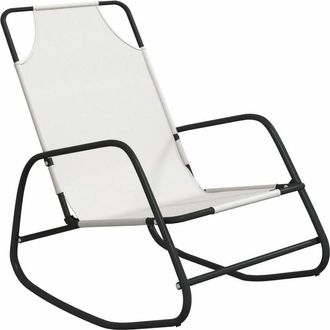 vidaXL Vidaxl - Tumbona mecedora de acero y textileno crema