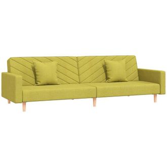 vidaXL vidaXL Divano Letto a 2 Posti con 2 Cuscini Verde in Tessuto