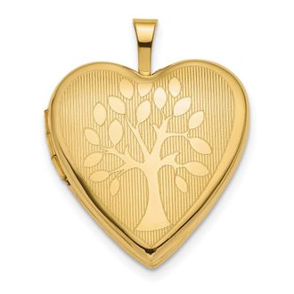Diamond2Deal 14k Yellow Gold Polished Tree 20mm Heart Locket