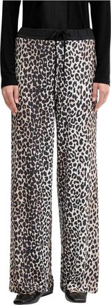 Oui Gebreide broek met patroon - Dames - Wijde Broeken - Veelkleurig - S - Broeken