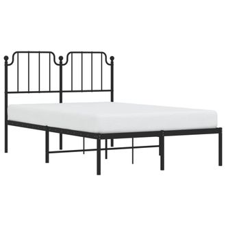 Berkfield Home Metal Bed Frame with Headboard Black 120x200 cm | Size: Small Double