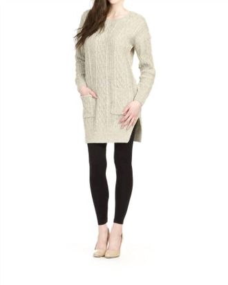 Papillon Cable Knit Midi Sweater Dress In Stone