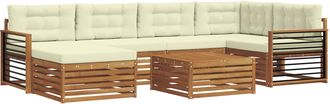 vidaXL Conjunto De Sof&aacute;s De Exterior 7 Uds. Natural Y Crema Vidaxl