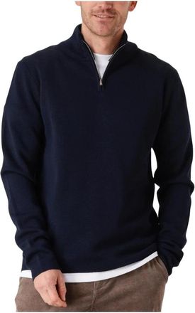The Goodpeople Blauwe Half Zip Sweater Kamark - Heren - Coltruien - Blauw - S - Truien & Vesten