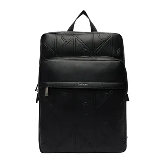 Calvin Klein Backpacks, male, Black, Size: ONE SIZE Emblem AOP Emboss Slim Square Bag