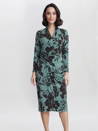 Gina Bacconi Womens Ivy Jersey Wrap Dress - Sage Green - Size 14 UK