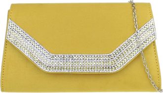 Girly HandBags Womens Diamante Frame Clutch Bag (Mustard)