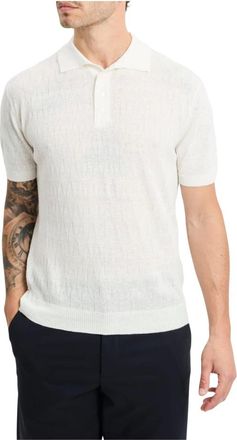 Daniele Fiesoli Tops, Heren, Wit, L, Linnen, Linnen Poloshirt met Knopen