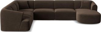 Cosmopolitan Design Sof&aacute; esquinero panor&aacute;mico izquierdo 7 plazas terciopelo chocolate