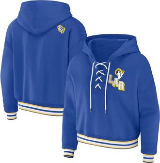 WEAR by Erin Andrews Womens WEAR by Erin Andrews Royal Los Angeles Rams Plus Size Lace-Up Pullover Hoodie at Nordstrom, Size 1X