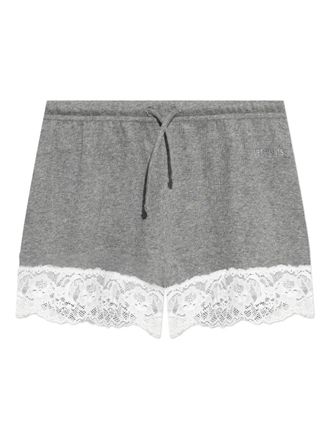 VETEMENTS lace-trim mini shorts - Grey