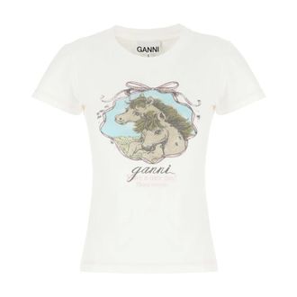 Ganni Dames, Tops, Wit, Maat: L