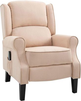 HOMCOM Homcom - Sill&oacute;n De Masaje Sill&oacute;n Relax Reclinable Con Mando A Distancia 2 Zonas De Masaje Y Tapizado En Tejido De Ante 78x83x101 Cm Crema