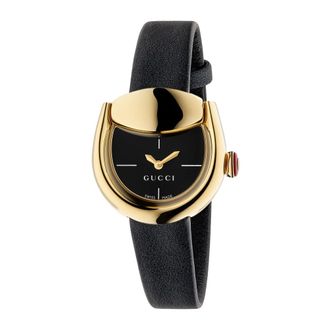 Gucci Accessoires, Dames, Zwart, ONE Size, Leer, Leren Band Horloge