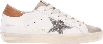 Golden Goose Round Toe Low-Top Sneakers with Glittery Star Detail
