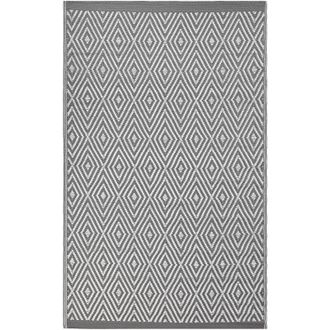 Beliani Alfombra Para Exterior Material Sint&eacute;tico Gris Claro 120 X 180 Cm Patr&oacute;n Geom&eacute;trico Reciclado Decoraciones Interiores Sikar