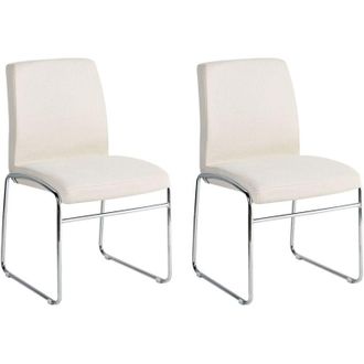 Beliani Set di 2 sedie da pranzo imbottite Design moderno Base in metallo Beige chiaro Lecco
