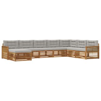 vidaXL Conjunto De Sof&aacute;s De Exterior 8 Pcs Natural Y Gris Claro Vidaxl