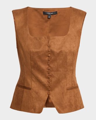 Toccin Ariana Faux Suede Button-Front Vest