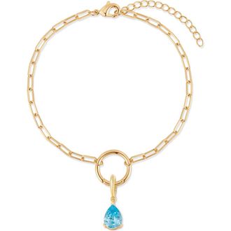 Brook & York Colette Mini Teardrop Birthstone Bracelet in Gold/December at Nordstrom