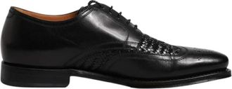 Dolce & Gabbana Zwarte Weave Detail Oxford Schoenen Mv 6650 - Heren - Nette schoenen - Zwart - 40 EU - Leer - Schoenen