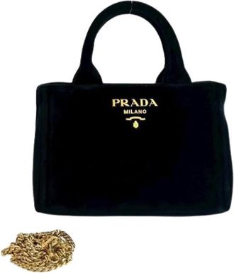 Prada Pre-owned Mini Bags, female, Black, Size: ONE SIZE Pre-owned Canapa Mini Bag