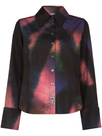 Marques Almeida Blouse met abstracte print en omgeslagen mouwen - Roze