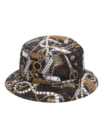 Moschino Cappello bucket con stampa Barocco - Nero