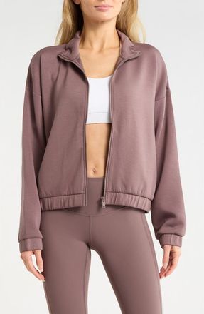 Zella Whisper Knit Ruched Jacket in Grey Plum at Nordstrom Rack, Size X-Small