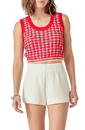 endless rose Knit Crop Top in Red/Cream at Nordstrom, Size Medium