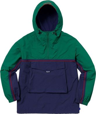 SUPREME SS18 Split Anorak Green Colorblock hooded Interchange Jacket Unisex SUP-SS18-547