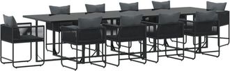 vidaXL Garden Dining Set 11 pcs Black Steel Vidaxl