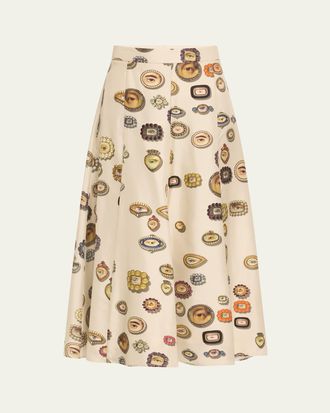Libertine - Libertine Ivory Lovers Eyes Tulip Midi Skirt