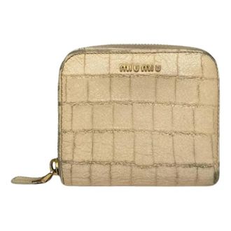 Miu Miu Pre-owned Lederen Portemonnee - Dames - Vintage Accessoires - Beige - ONE Size - Leer - Vintage