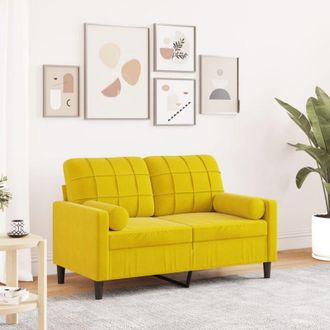 vidaXL Sof&aacute; De 2 Plazas Con Cojines Terciopelo Amarillo 120 Cm Vidaxl