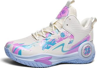 Generic Unisex Basketball Shoes Lightweight Soft Soled Shock-Absorbing Anti Slip Wear-Resistant Sports Training Boots Walking Shoes(Purple,4.5 UK)