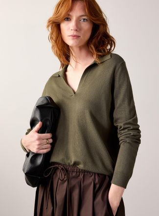 Contemporaine Womens Fine-knit Johnny collar sweater